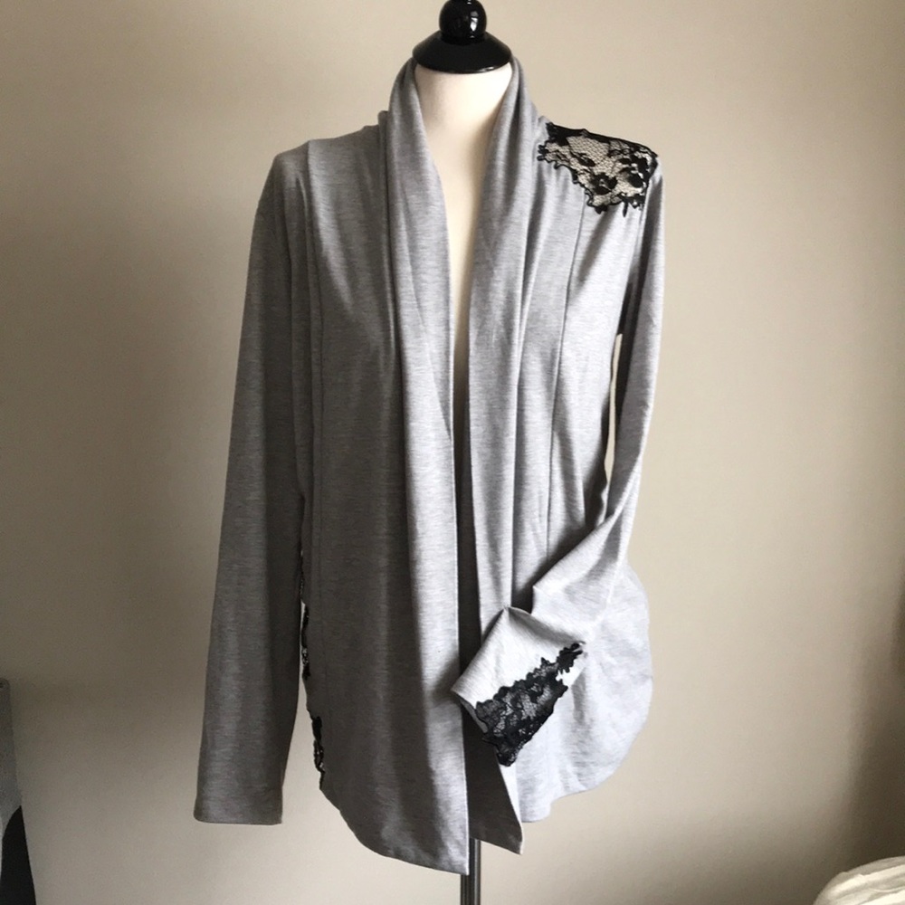 Grey Lace Cardigan